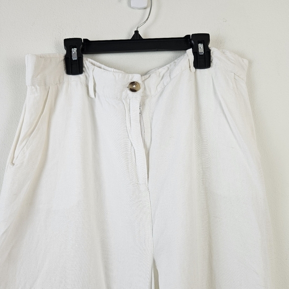 Boston Proper Linen Blend Wide Leg Pants Size 12 Lined Pockets - Picture 4 of 8